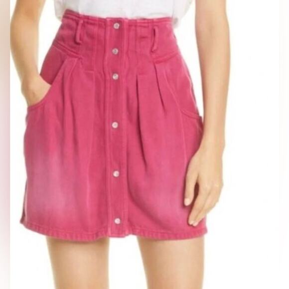 Isabel etoile marant tikeda skirt pink western style pearl snap front mini skirt - Picture 9 of 9